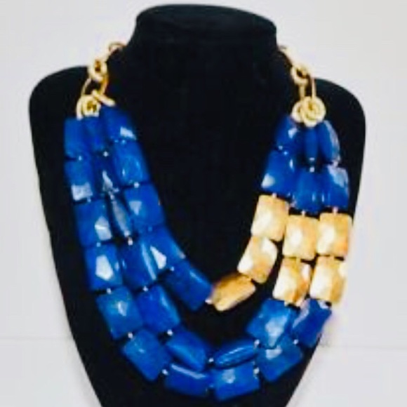 Stella & Dot | Retired Vivid Blue+Gold Chain Link Bahari Statement Neckl… - Picture 9 of 10